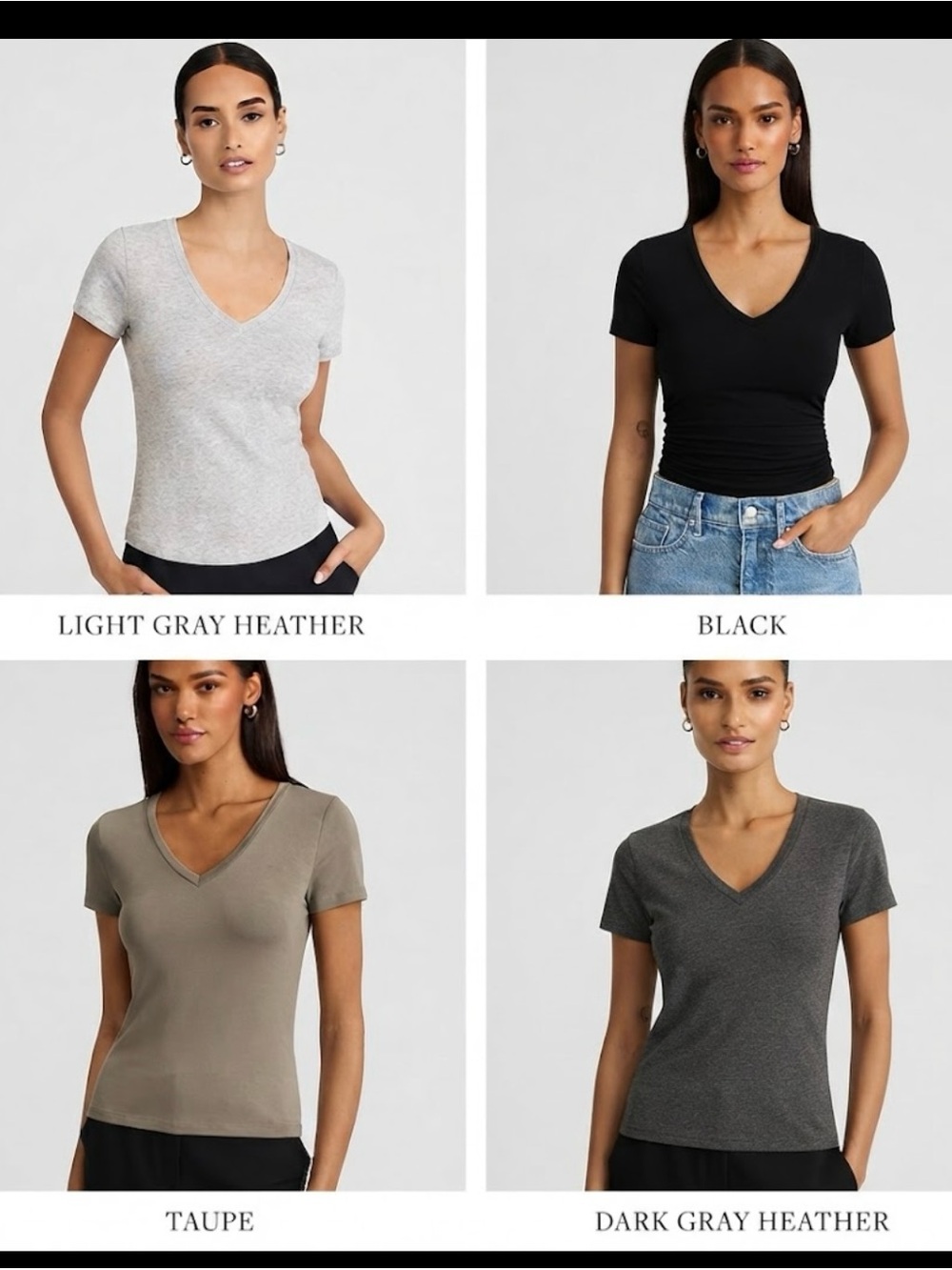 BUNDLE 4 Express V-Neck - Light Gray Heather, Black, Taupe, Dark Gray Heather